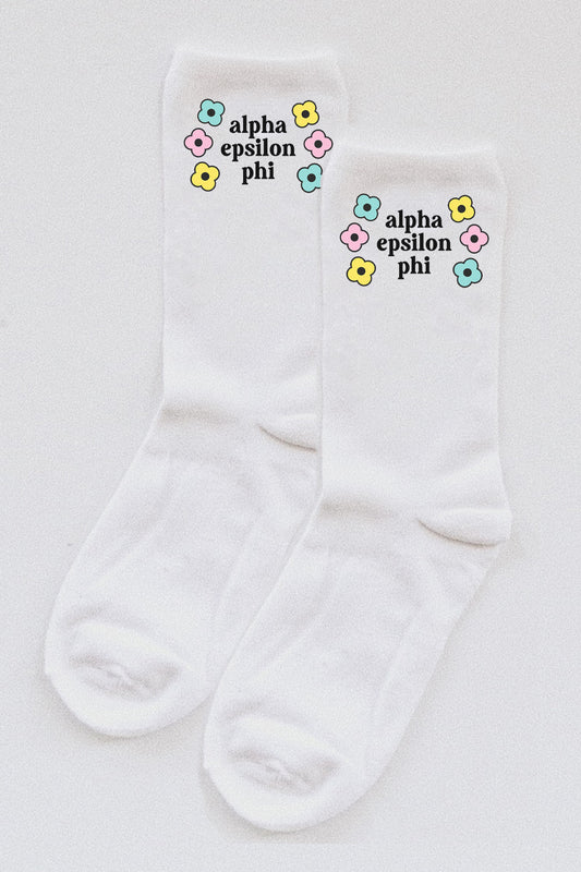 Alpha Epsilon Phi Flower socks - Spikes and Seams Greek
