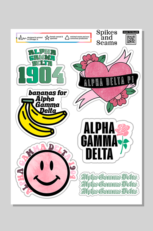 Sticker Sheet #5 - Alpha Gamma Delta - Spikes and Seams Greek