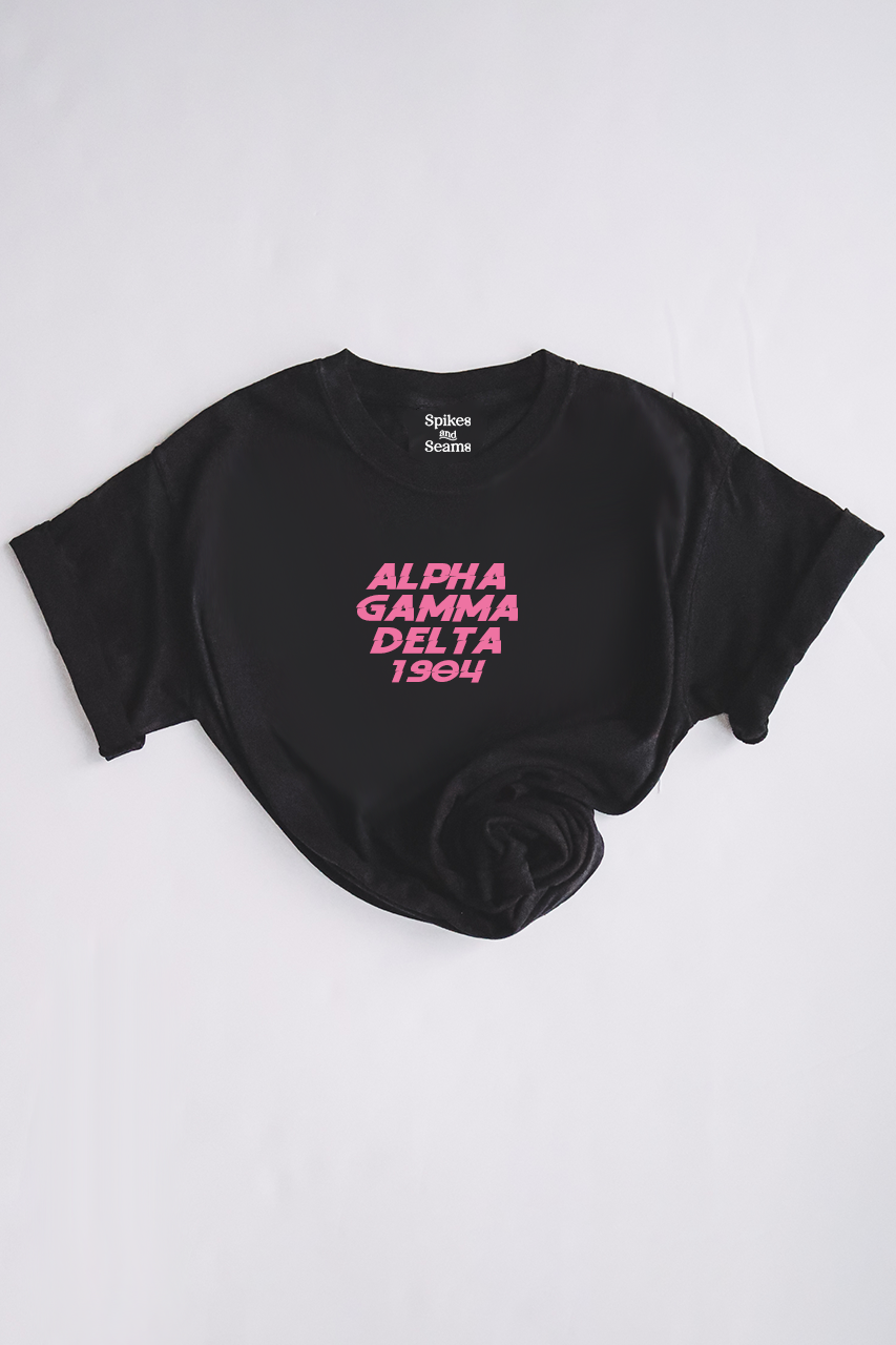 Pink text tee - Alpha Gamma Delta