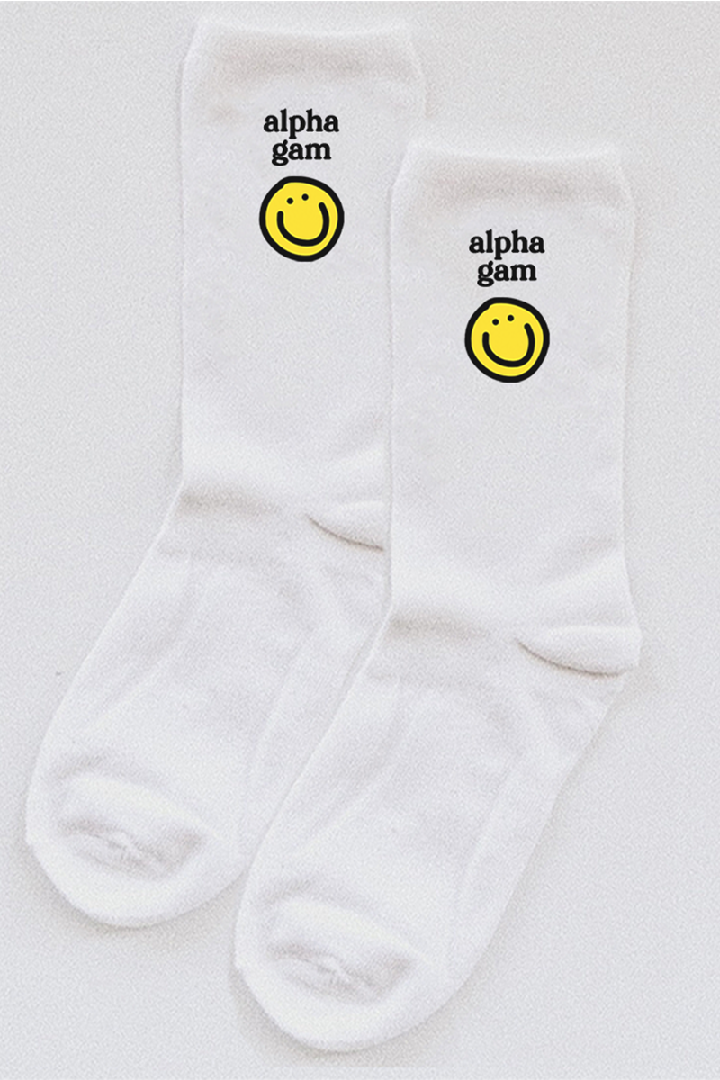Yellow Smiley socks - Alpha Gam