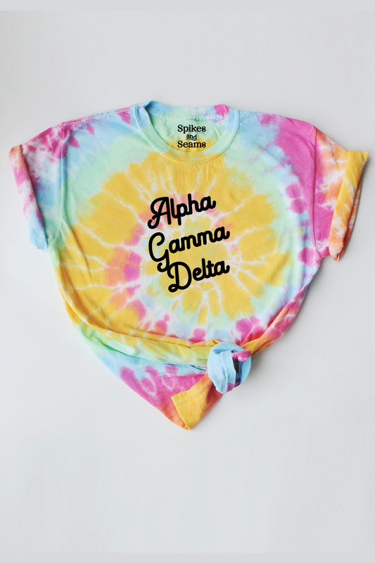 Tie Dye script tee - Alpha Gamma Delta