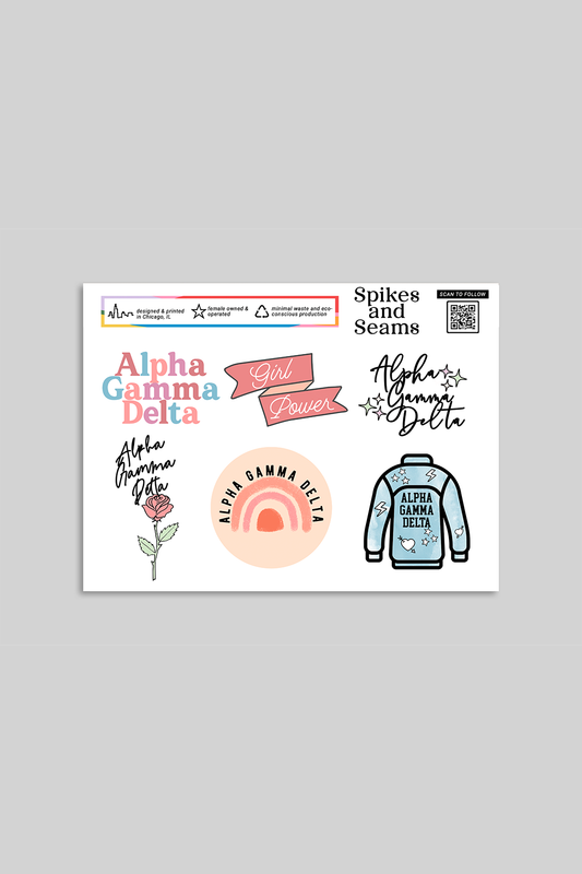 Sticker Sheet #1 - Alpha Gamma Delta - Spikes and Seams Greek