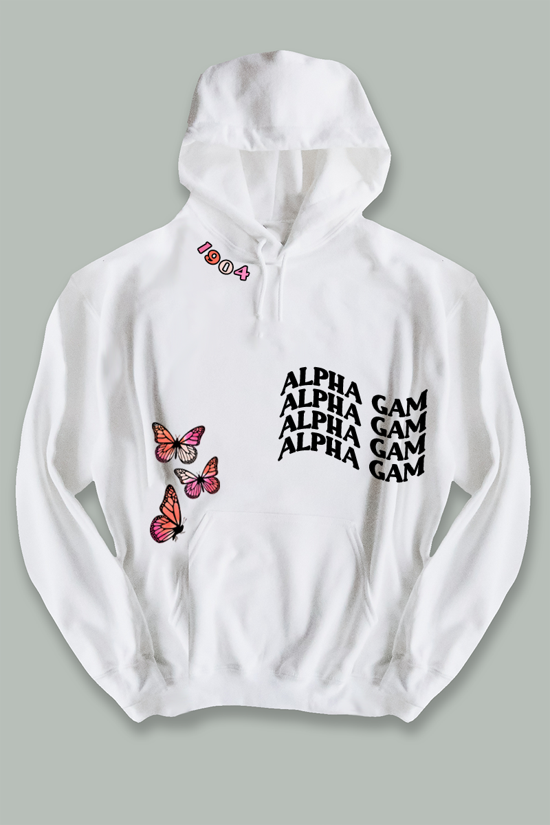 Butterflies Text Hoodie - most sororities available! - Spikes and Seams Greek