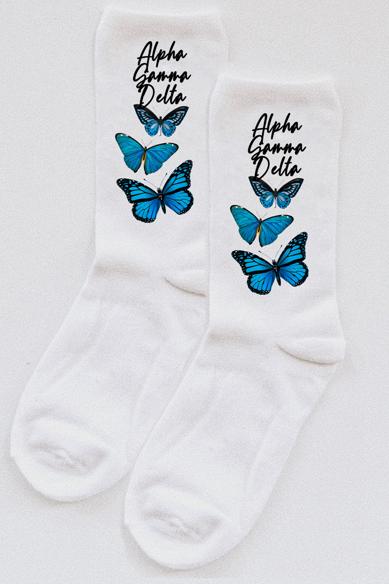 Butterfly socks - Alpha Gamma Delta - Spikes and Seams Greek