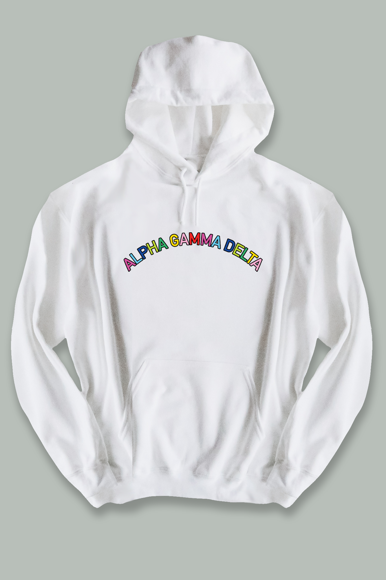 Colorful text hoodie - Alpha Gamma Delta - Spikes and Seams Greek