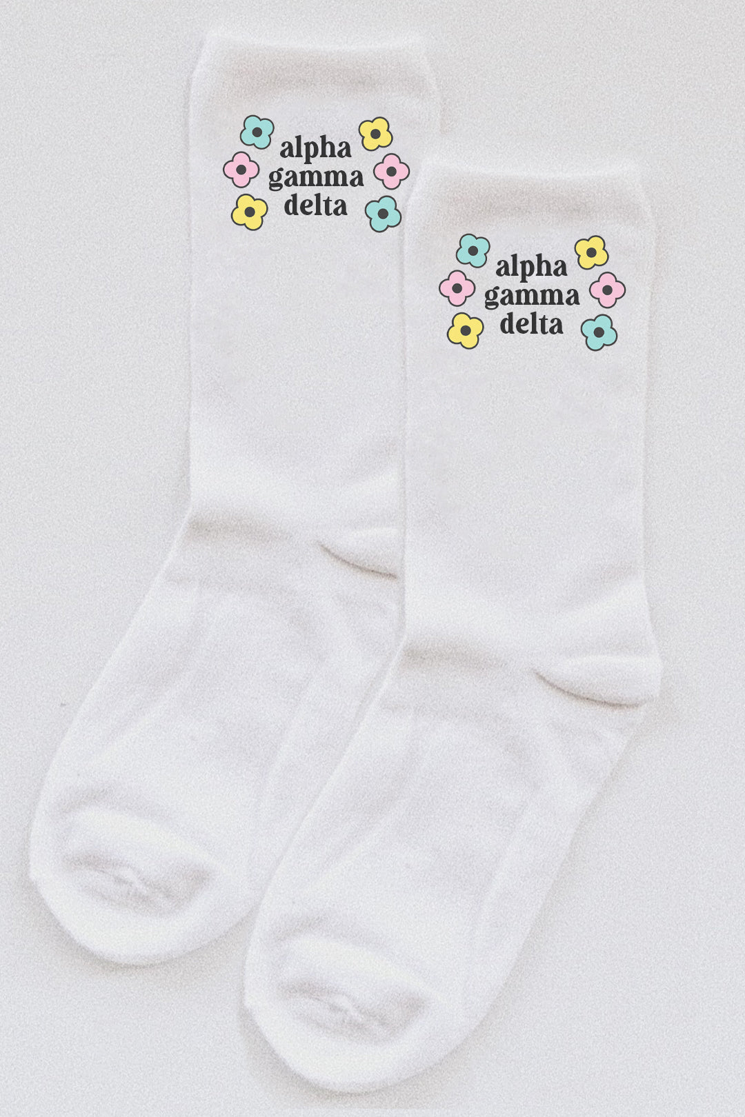 Flower socks - Alpha Gamma Delta - Spikes and Seams Greek