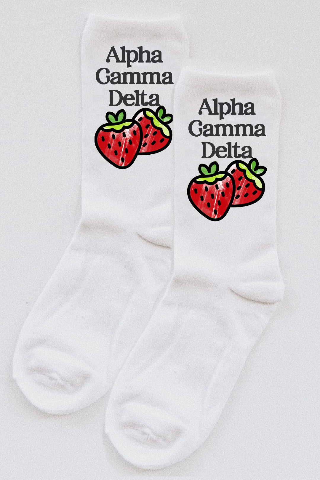 Strawberry socks - Alpha Gamma Delta - Spikes and Seams Greek