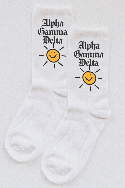 Sunshine socks - Alpha Gamma Delta - Spikes and Seams Greek