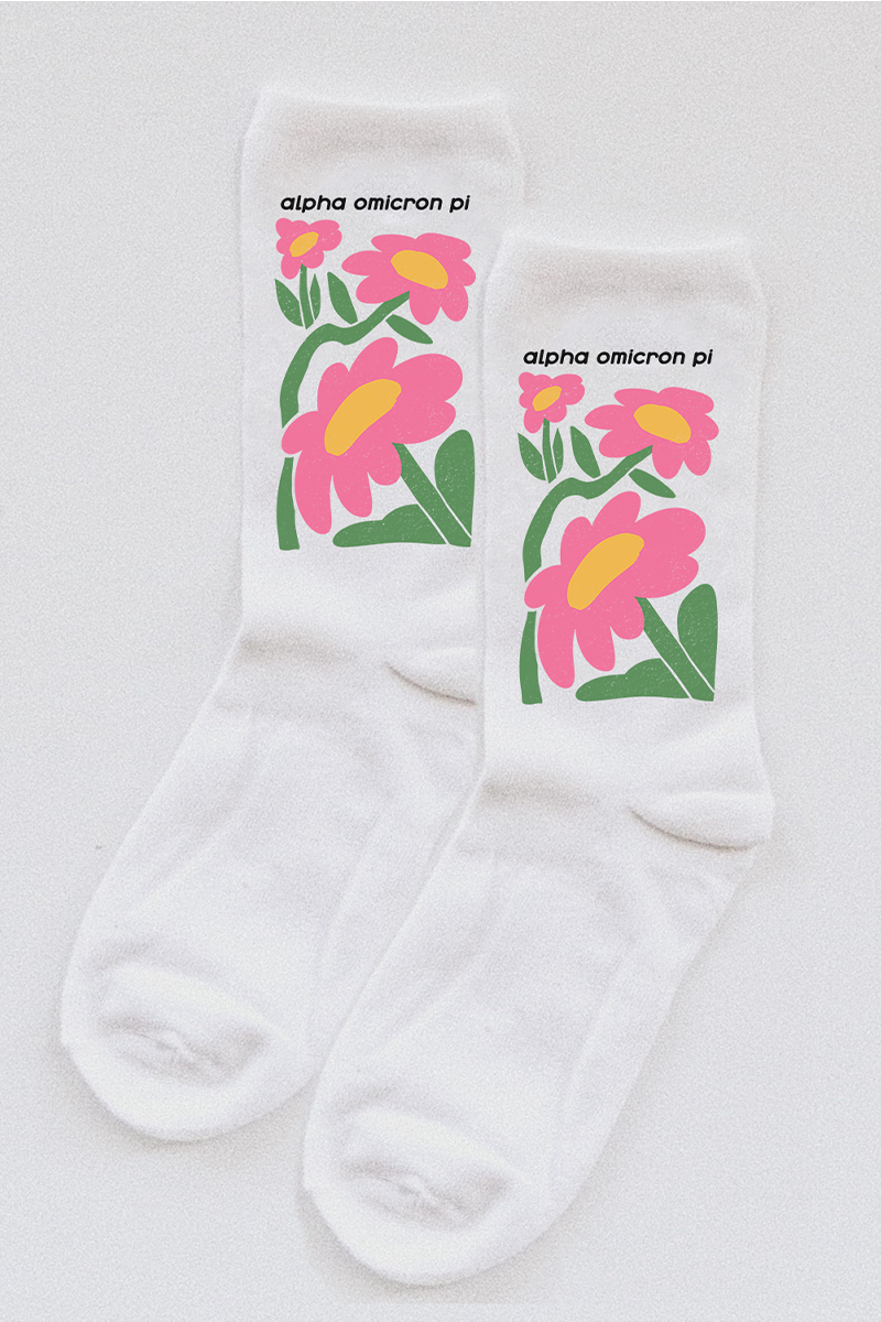 Flower socks - Alpha Omicron Pi
