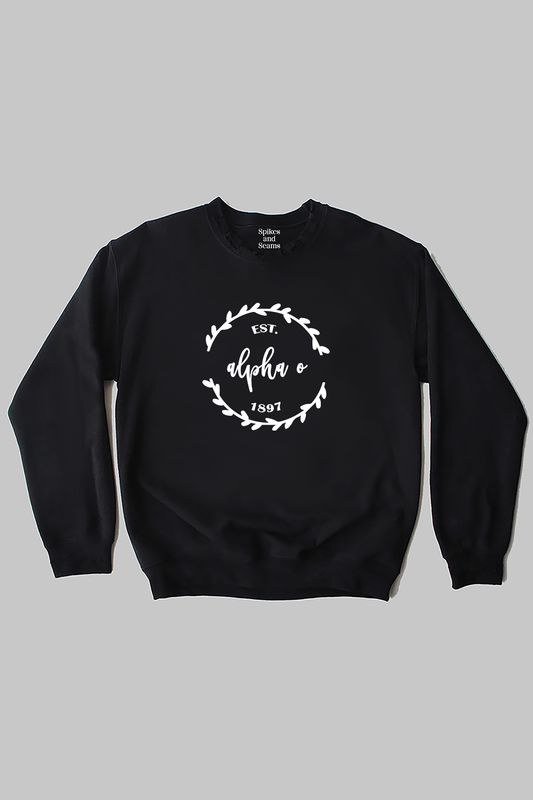 Wreath sweatshirt - Alpha O - Spikes and Seams Greek