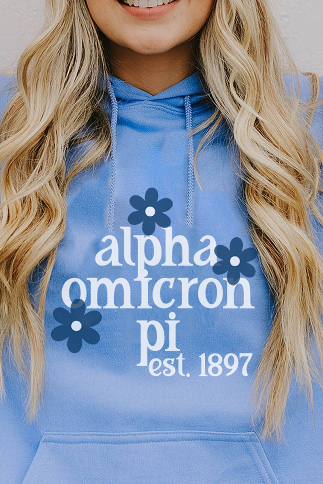 Blue Daisy hoodie - Alpha Omicron Pi