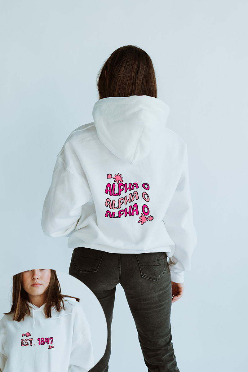 Pink and white hoodie - Alpha O