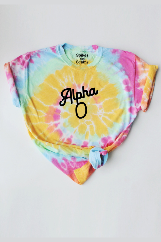 Tie Dye script tee - Alpha O