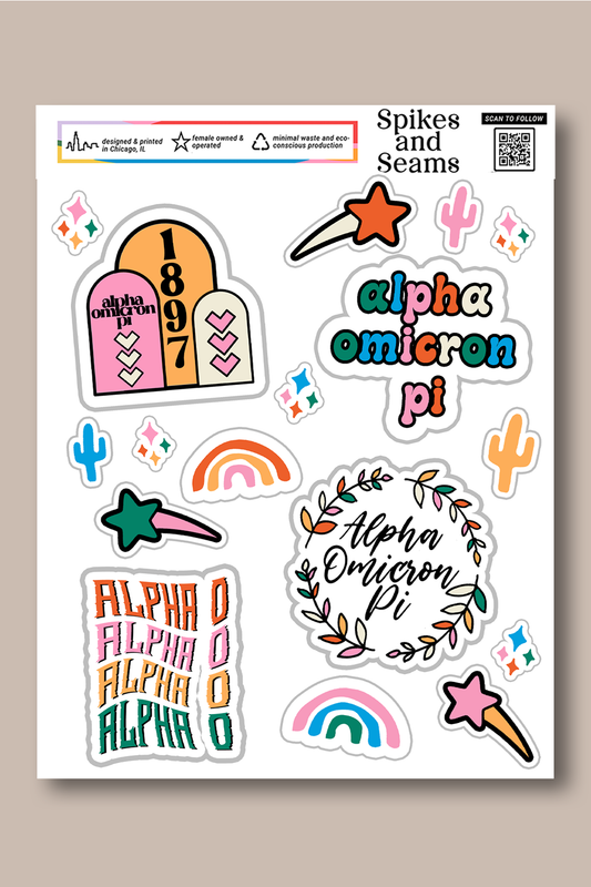 Sticker Sheet #8 - Alpha Omicron Pi - Spikes and Seams Greek