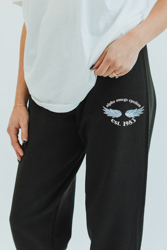 Black Angel Wings sweatpants - Alpha Omega Epsilon