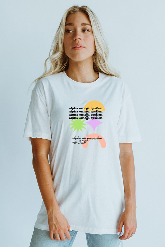 Neon Shapes tee - Alpha Omega Epsilon