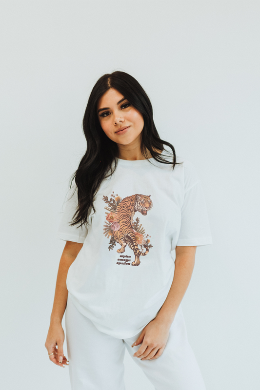 White Tiger tee - Alpha Omega Epsilon