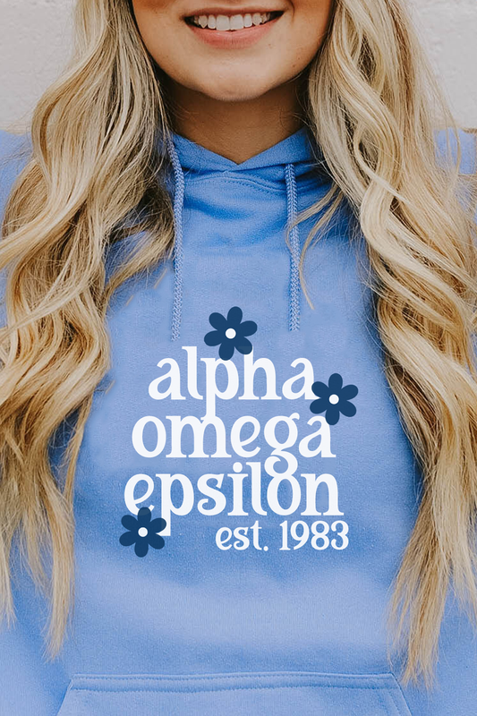 Blue Daisy hoodie - Alpha Omega Epsilon