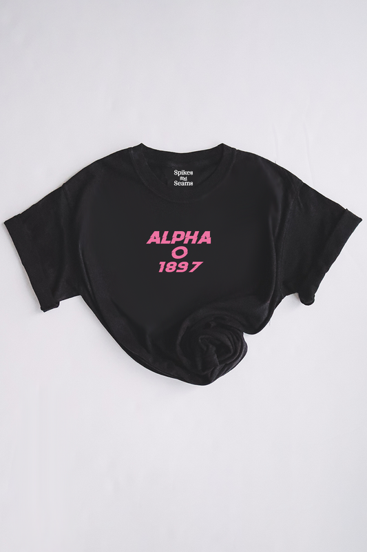 Pink text tee - Alpha O