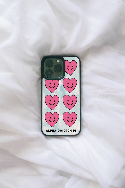 Cloud Hearts iPhone case - Alpha Omicron Pi