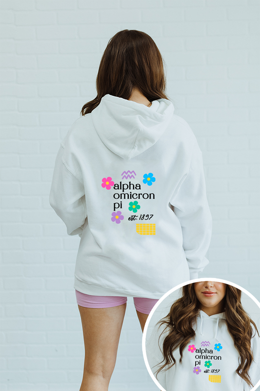 Colorful Flowers hoodie - Alpha Omicron Pi