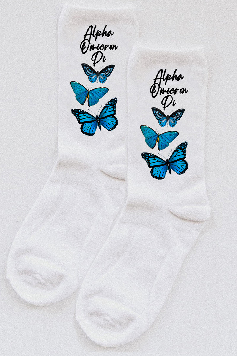 Butterfly socks - Alpha Omicron Pi - Spikes and Seams Greek