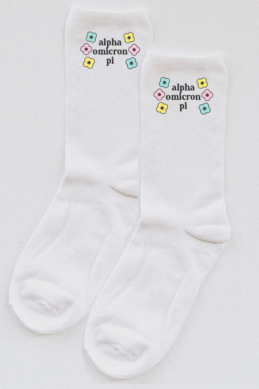 Flower socks - Alpha Omicron Pi - Spikes and Seams Greek