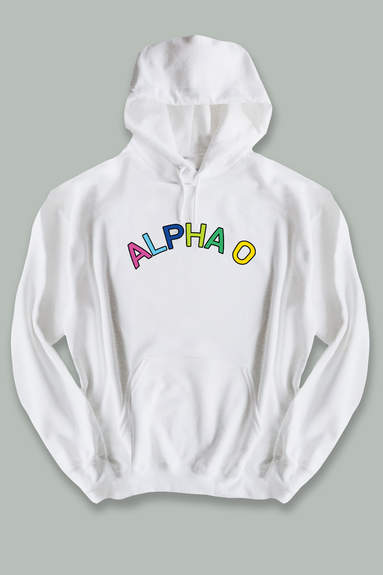Colorful text hoodie - Alpha Omicron Pi - Spikes and Seams Greek