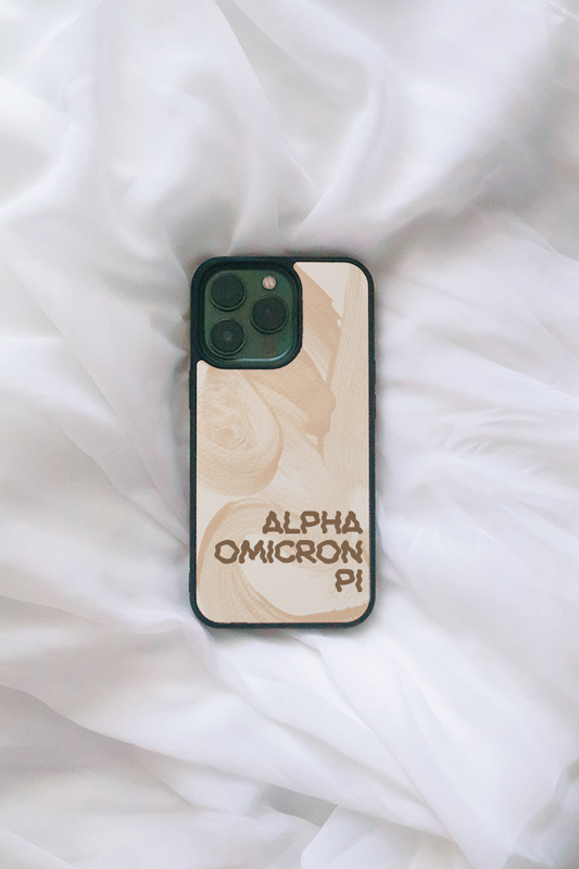 Brown Squiggle Font Phone case - Alpha Omicron Pi