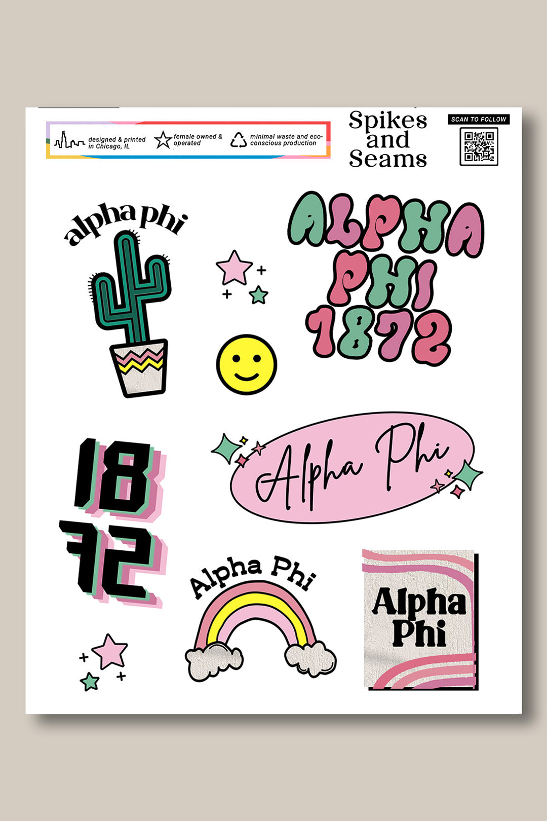 Sticker Sheet #6 - Alpha Phi - Spikes and Seams Greek