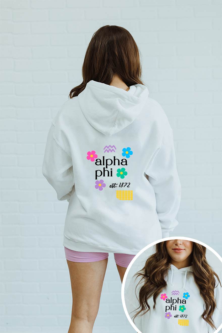 Colorful Flowers hoodie - Alpha Phi