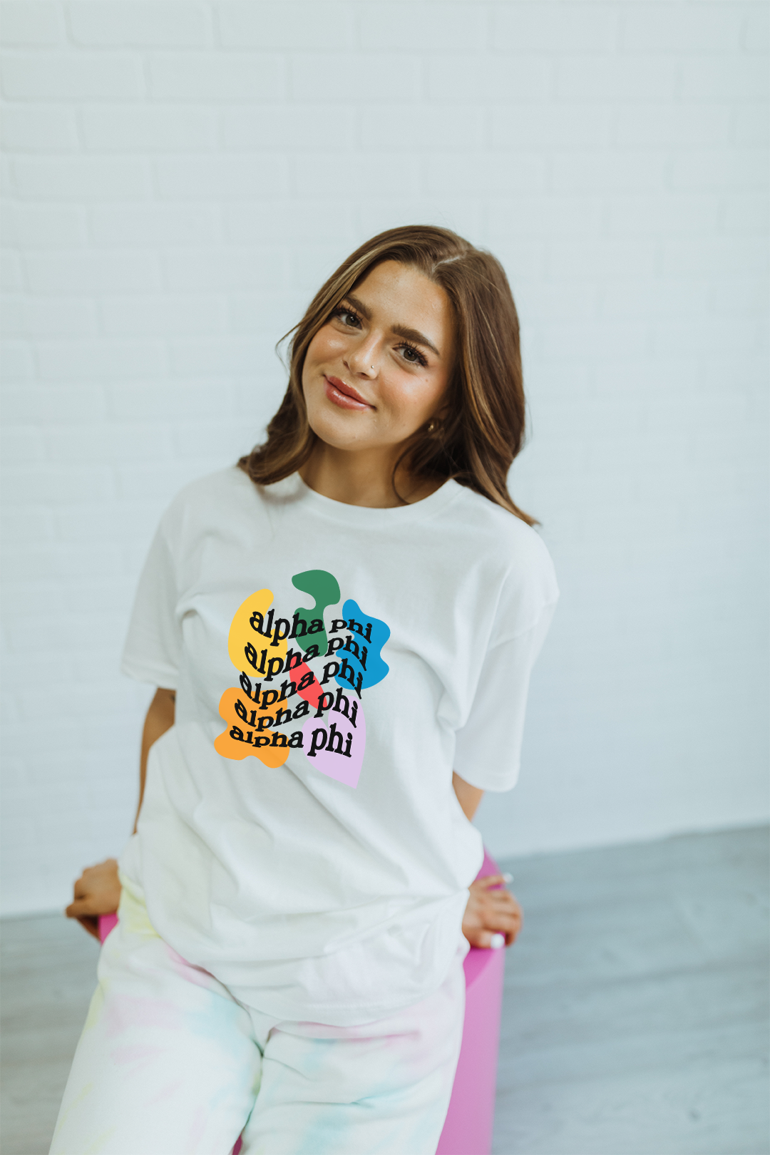Rainbow Blobs tee - Alpha Phi