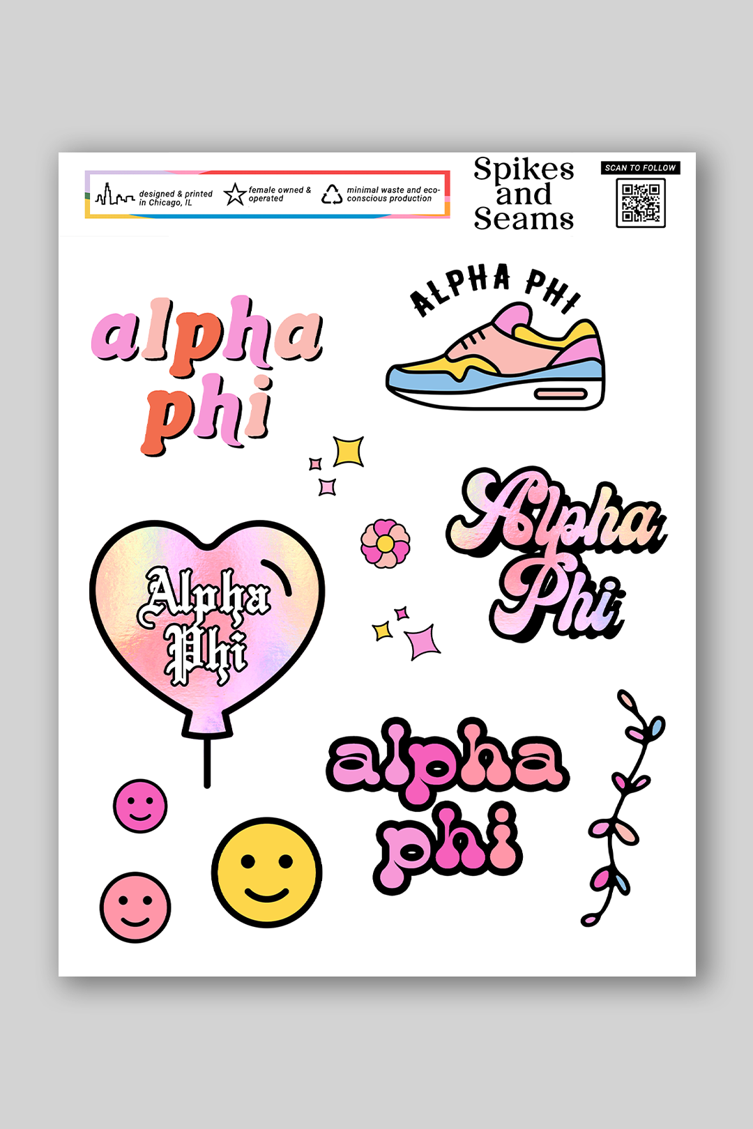 Sticker Sheet #7 - Alpha Phi - Spikes and Seams Greek