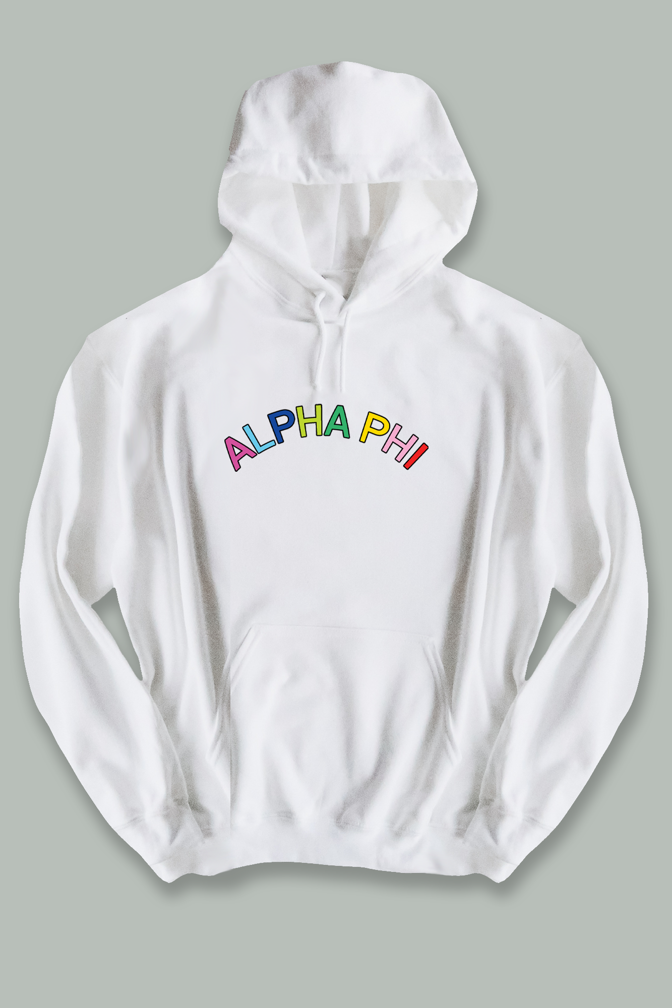 Colorful Text Hoodie - White - Spikes and Seams Greek