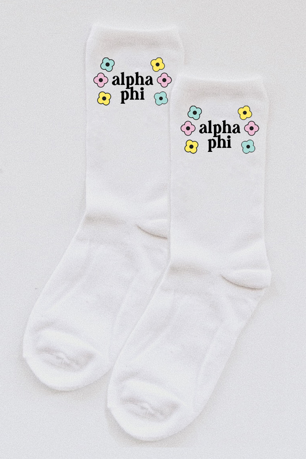 Alpha Phi Flower socks - Spikes and Seams Greek