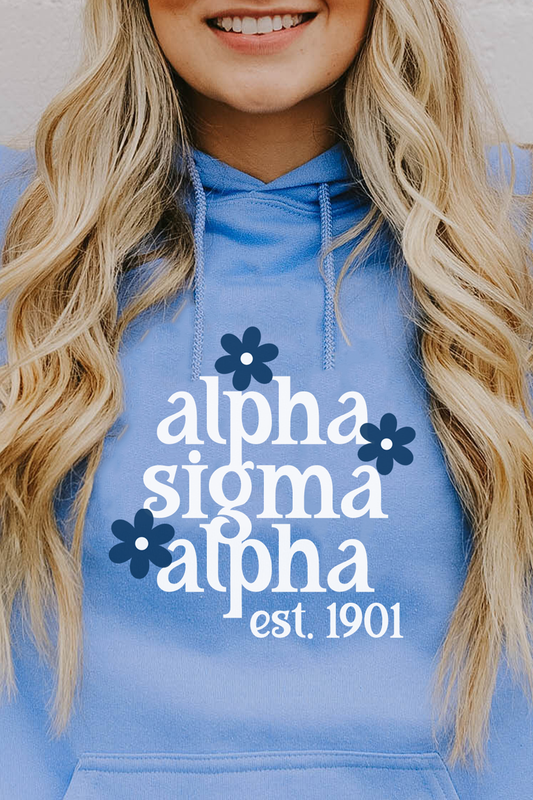 Blue Daisy hoodie - Alpha Sigma Alpha