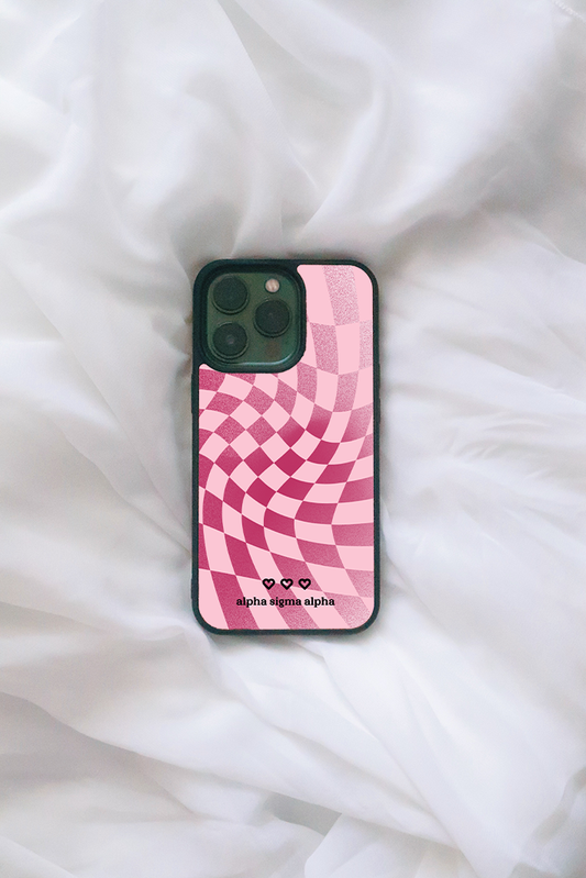 Pink Checkered iPhone case - Alpha Sigma Alpha