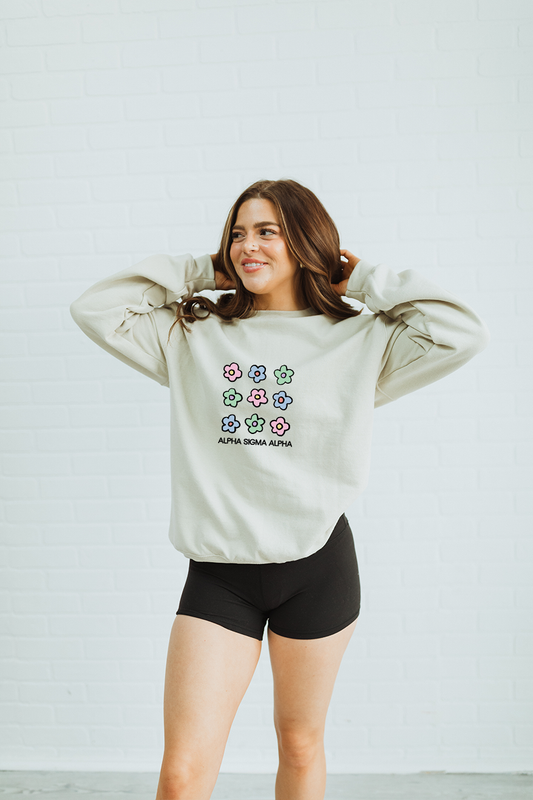 Beige Flowers sweatshirt - Alpha Sigma Alpha