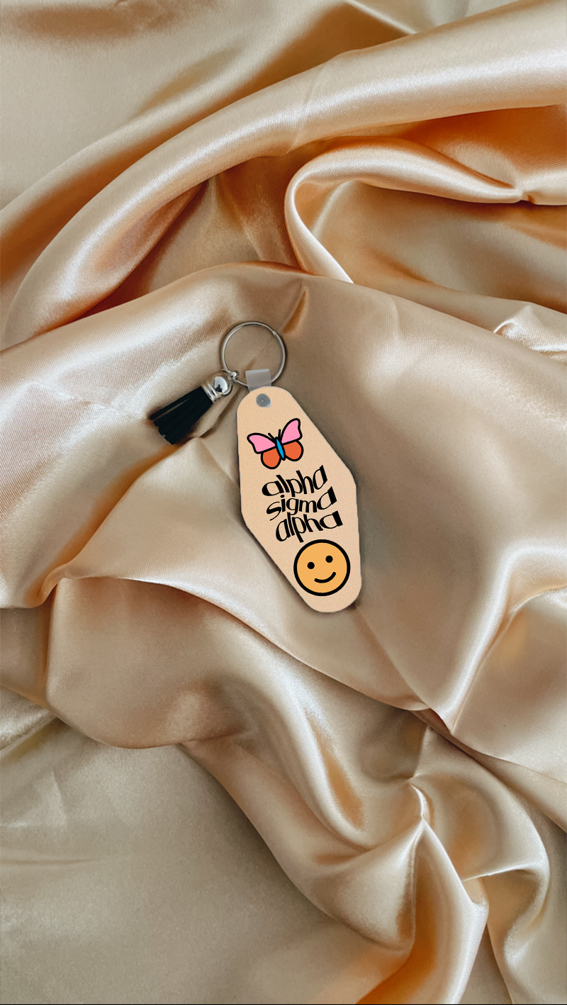 Smiley keychain - Alpha Sigma Alpha