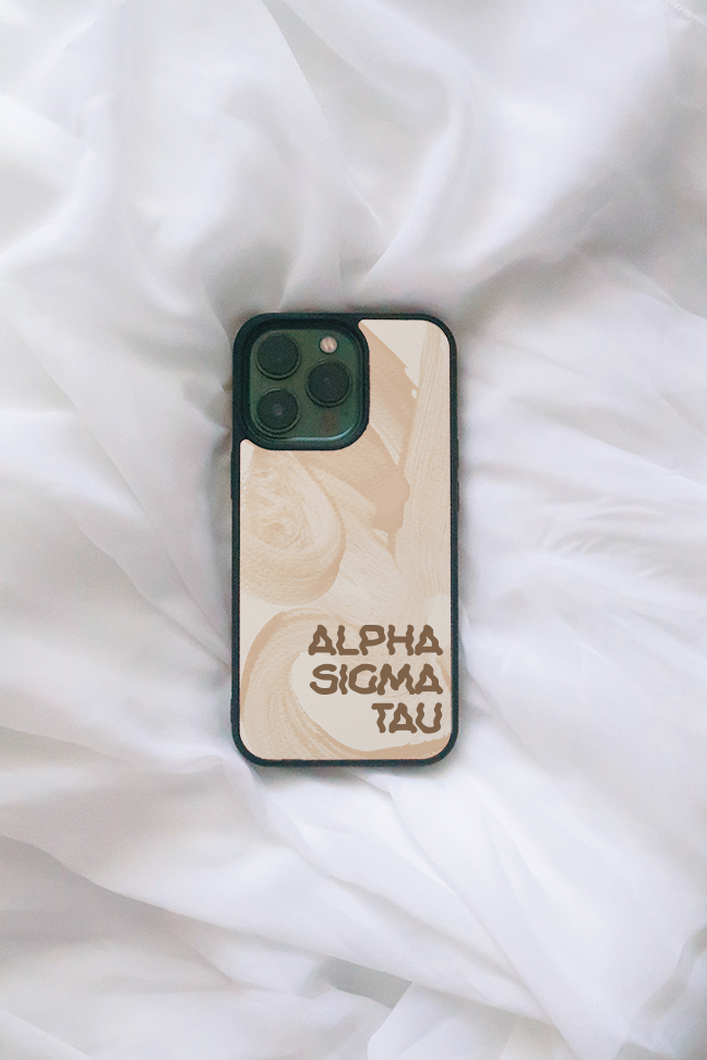 Brown Squiggle Font iPhone case - Alpha Sigma Tau