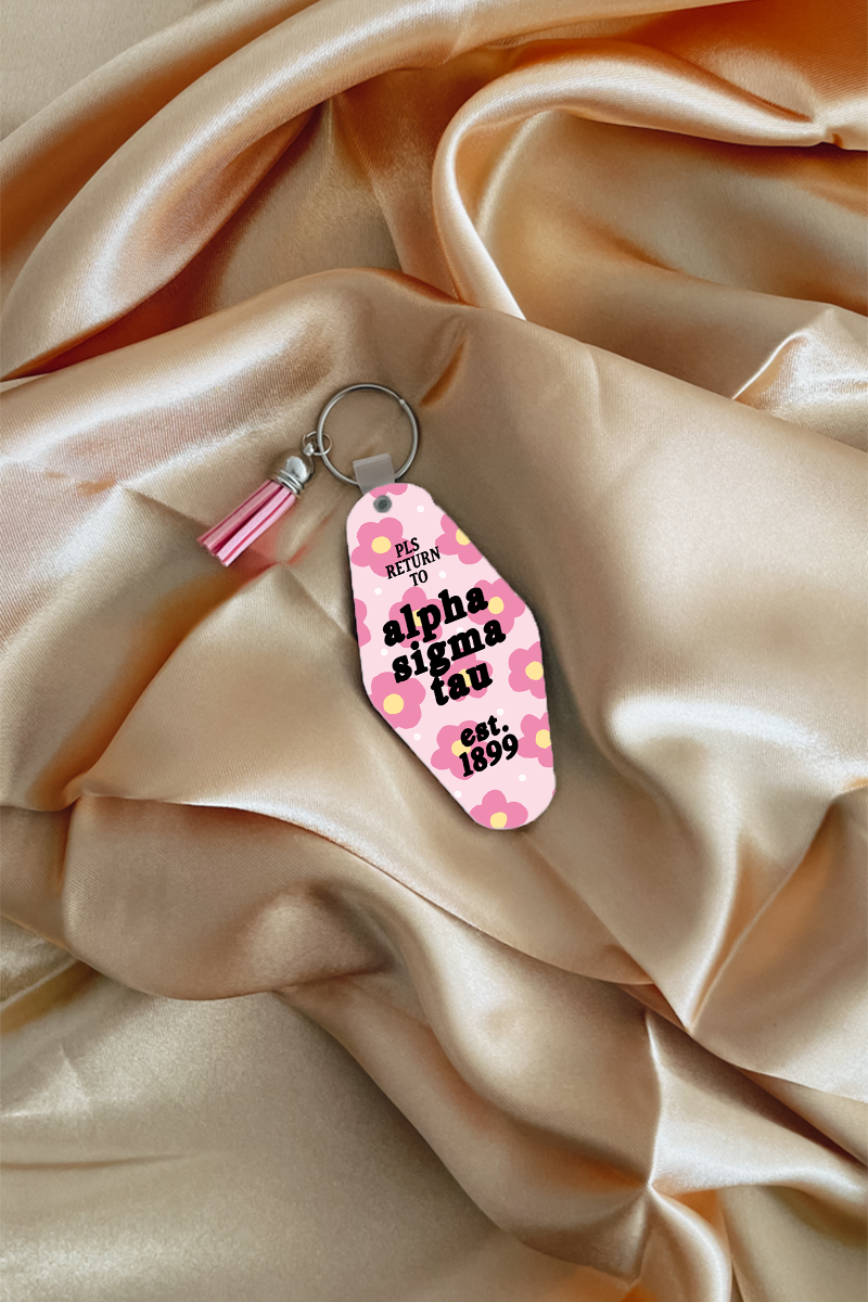 Pink Flowers keychain - Alpha Sigma Tau