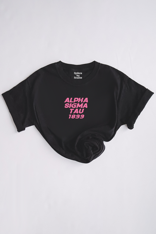 Pink text tee - Alpha Sigma Tau