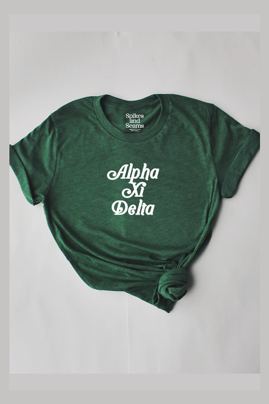 Green Script tee - Alpha Xi Delta