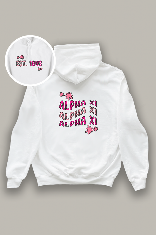 Pink and white hoodie - Alpha Xi