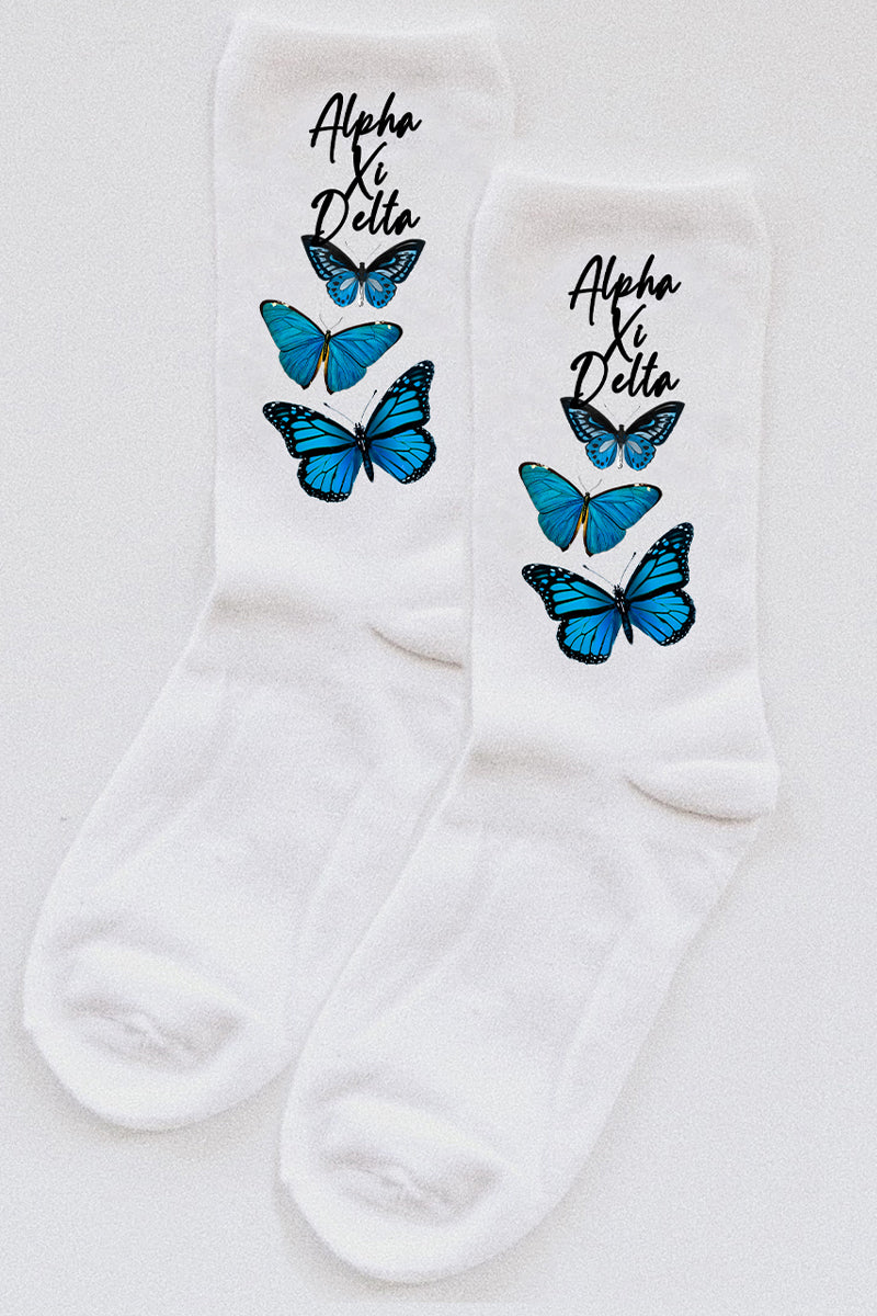 Butterfly socks - Alpha Xi Delta