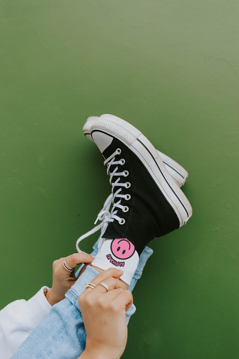 Pink Smiley socks - Alpha Xi Delta