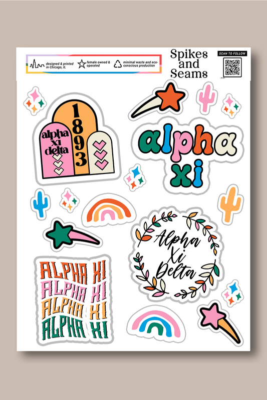 Sticker Sheet #8 - Alpha Xi Delta - Spikes and Seams Greek