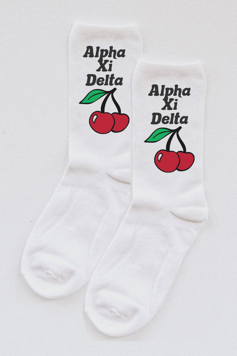 Cherry socks - Alpha Xi Delta - Spikes and Seams Greek