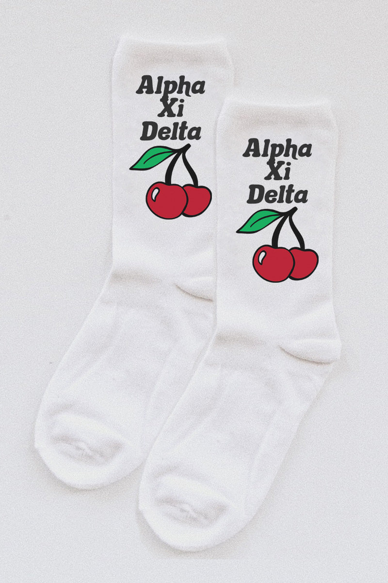 Cherry socks - Alpha Xi Delta
