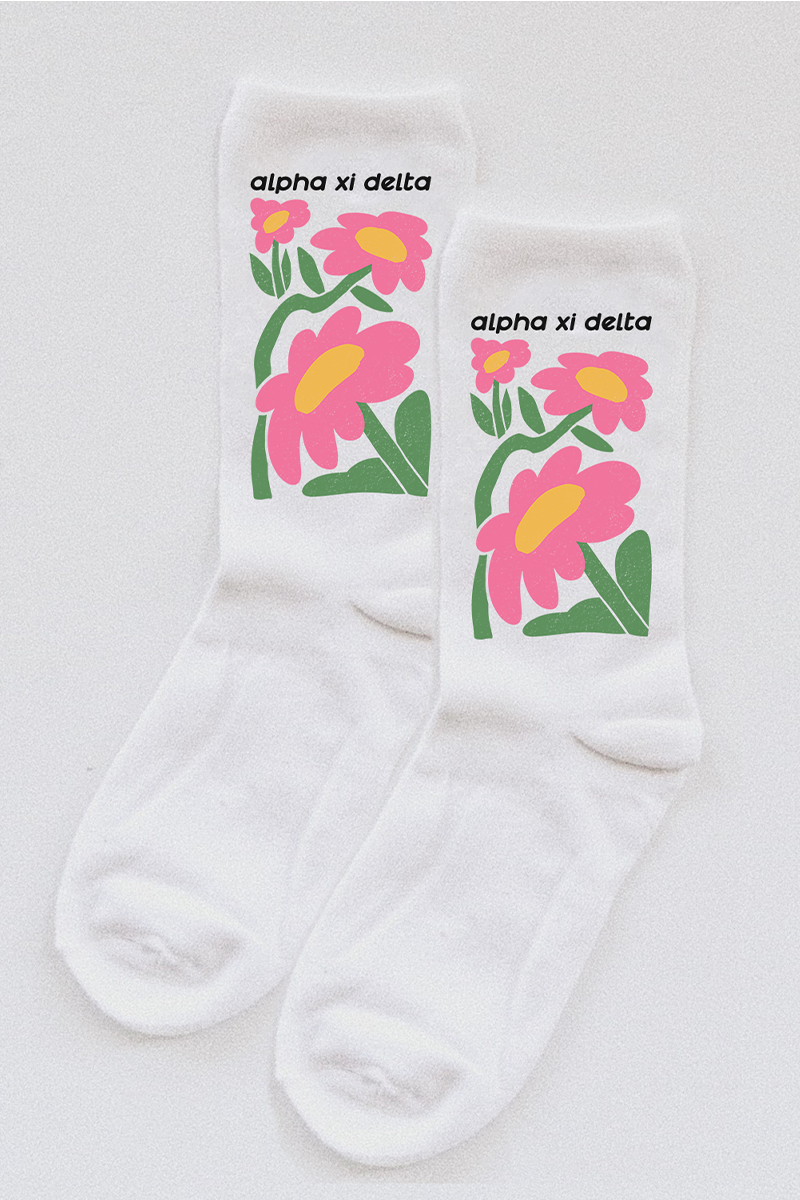Flower socks - Alpha Xi Delta